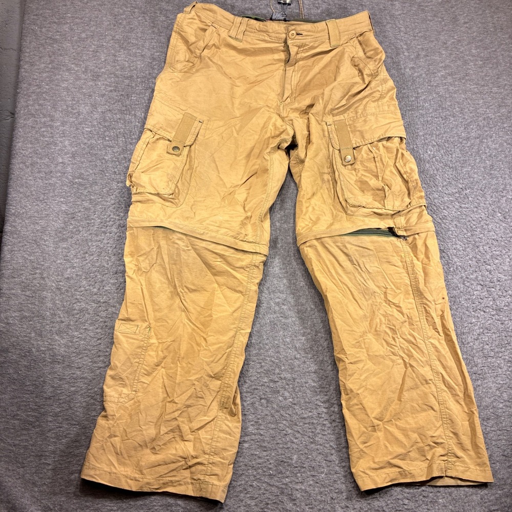 Wearfirst Convertible Cargo Pants Mens 36x32 Dark Camel Distressed Zip Off